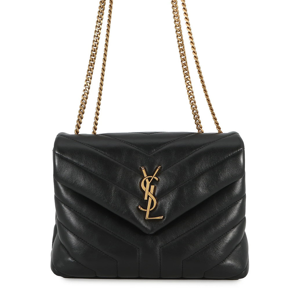 Saint Laurent Paris Chain Shoulder Bag Loulou Calf Leather Black